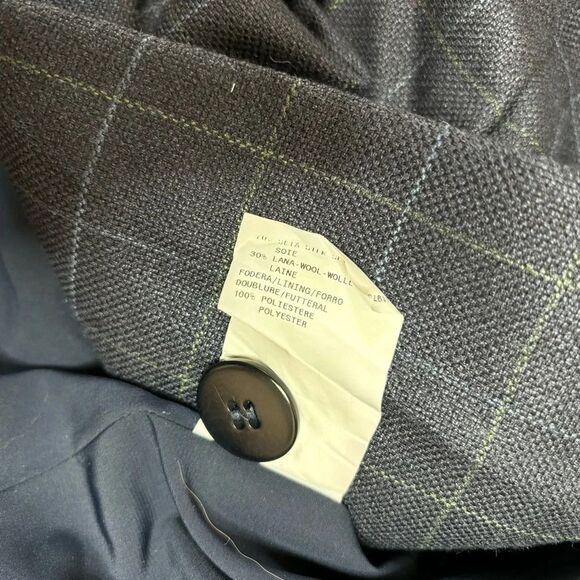 Armani Collection Made in Italy size 2 Navy Blue window pane print blazer wool - Picture 6 of 7